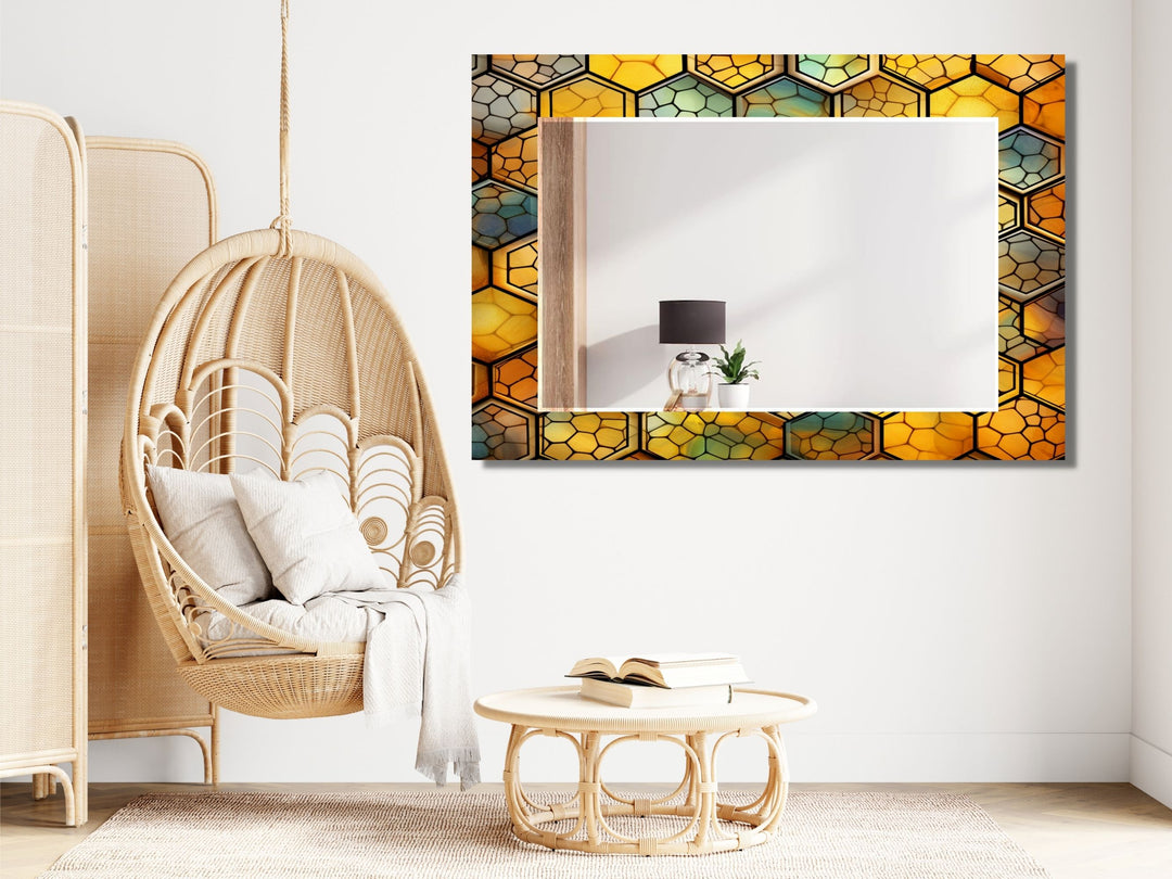 Abstract Stained Glass Pattern Wall Mirror-Home Office Wall Decoration