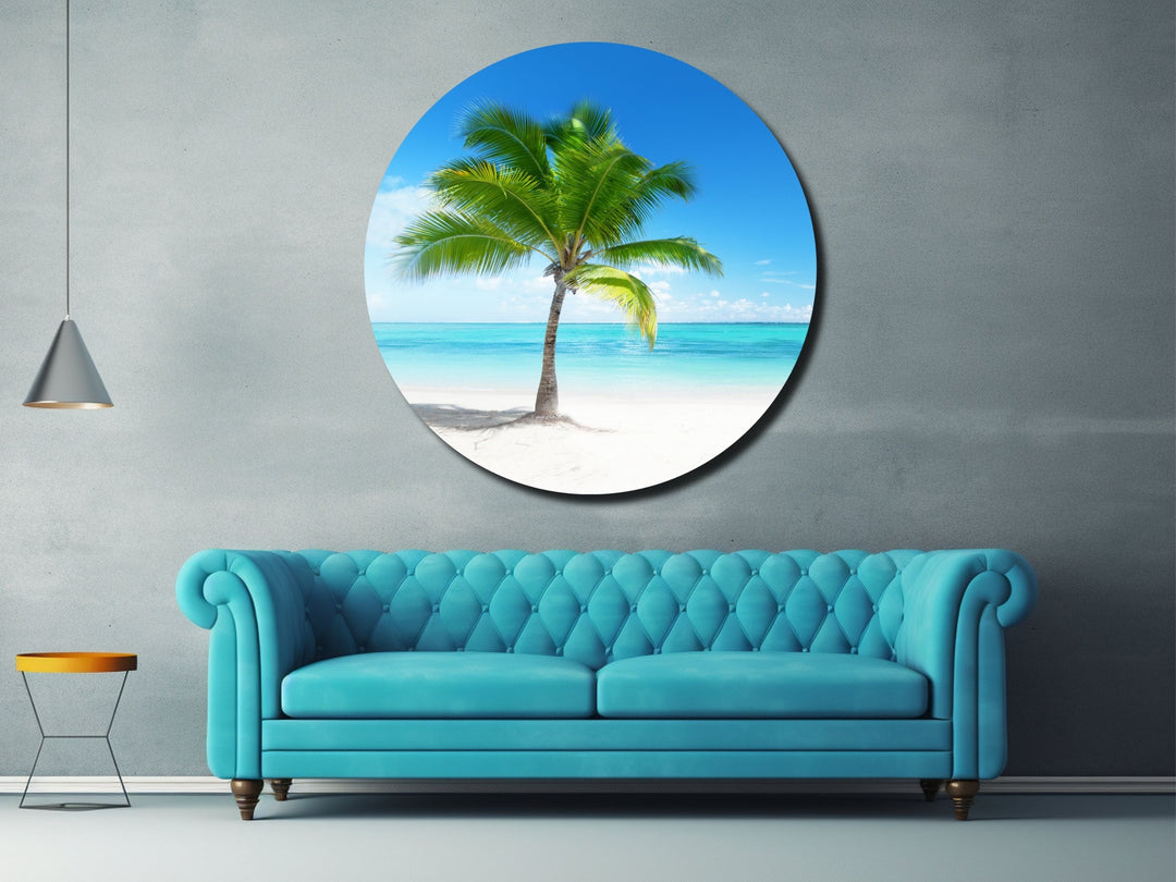 Blue Tropical Ocean Beach Wall Art Decor-Home&Office Glass Printing Wall Painting