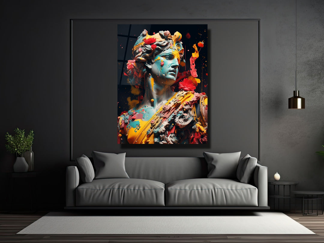 Colorful Sculpture Tempered Glass Wall Art Decor-Home&Office Glass Printing Wall Painting