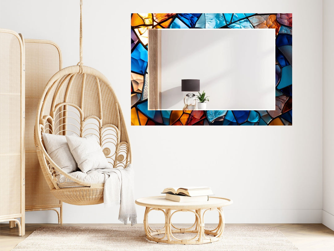 Abstract Stained Glass Pattern Wall Mirror-Home Office Wall Decoration