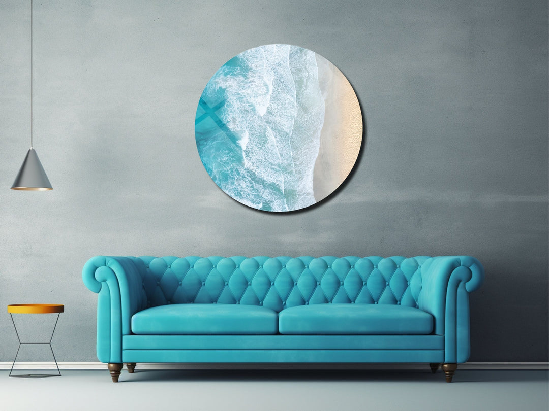 Blue Ocean&Sea Wave Wall Art Decor-Home&Office Glass Printing Wall Painting