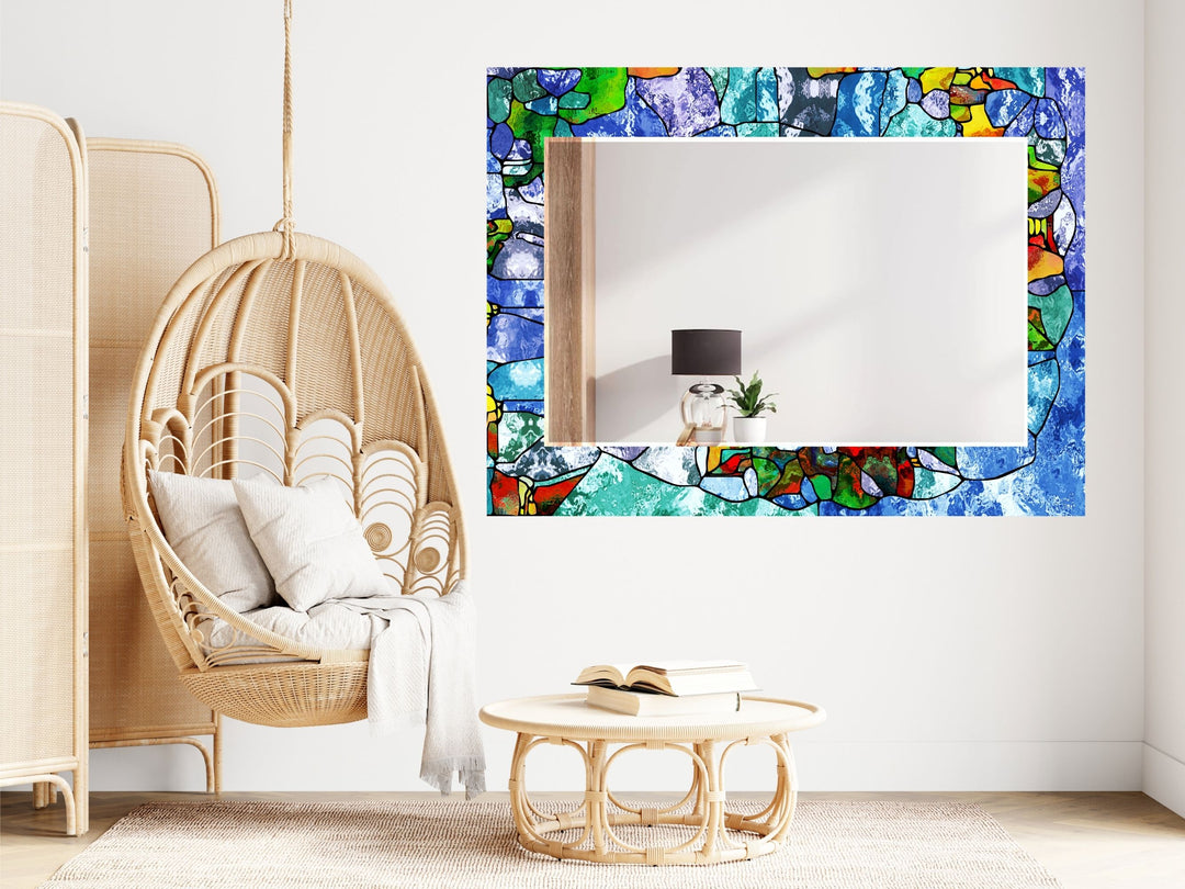 Abstract Stained Glass Pattern Wall Mirror-Home Office Wall Decoration