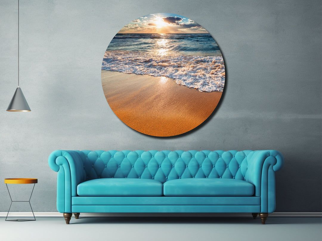 Ocean Beach&Sunset Wall Art Decor-Home&Office Glass Printing Wall Painting