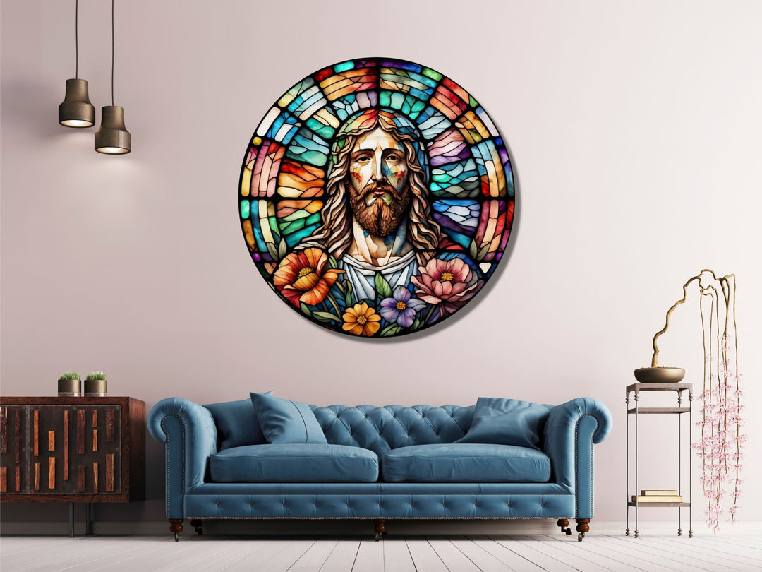 Stained Glass Jesus Christ Pattern Wall Art Window-Wall Painting Decor