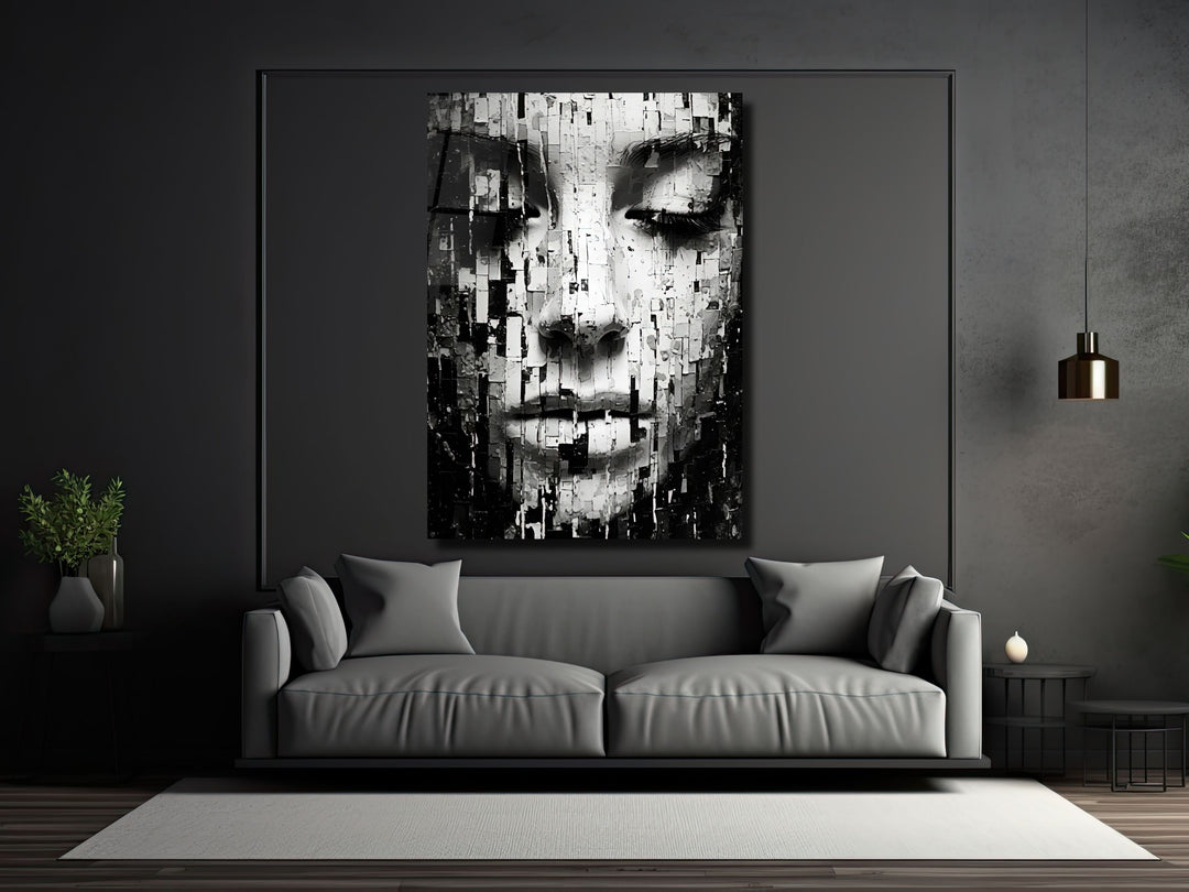 Abstract Minimalist Design Wall Art Decor Black&White-Home&Office Glass Printing Wall Painting