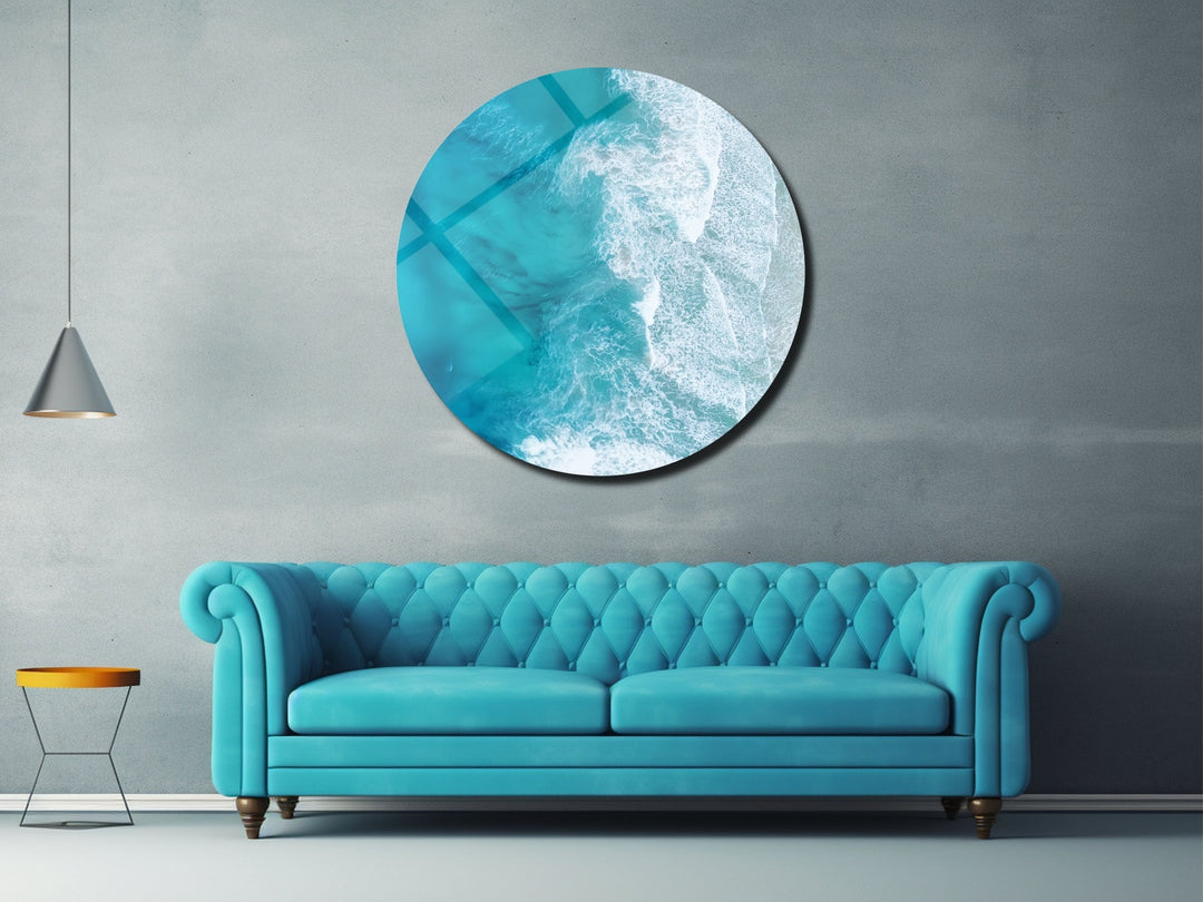 Blue Ocean Wave Wall Art Decor-Home&Office Glass Printing Wall Painting