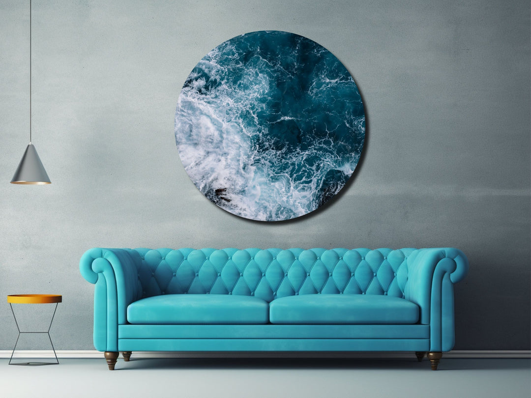 Blue Ocean Wave Wall Art Decor-Home&Office Glass Printing Wall Painting