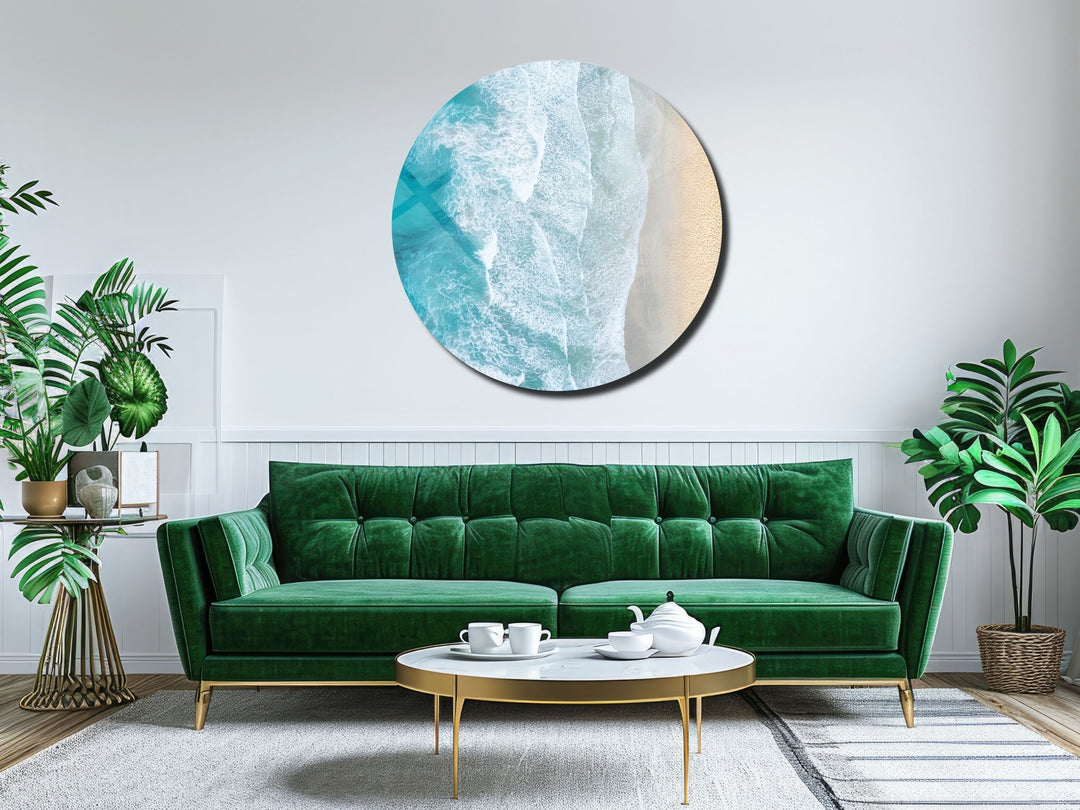 Blue Ocean&Sea Wave Wall Art Decor-Home&Office Glass Printing Wall Painting