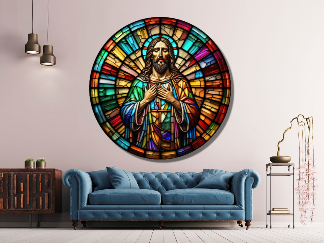 Stained Glass Jesus Christ Pattern Wall Art Window-Wall Painting Decor