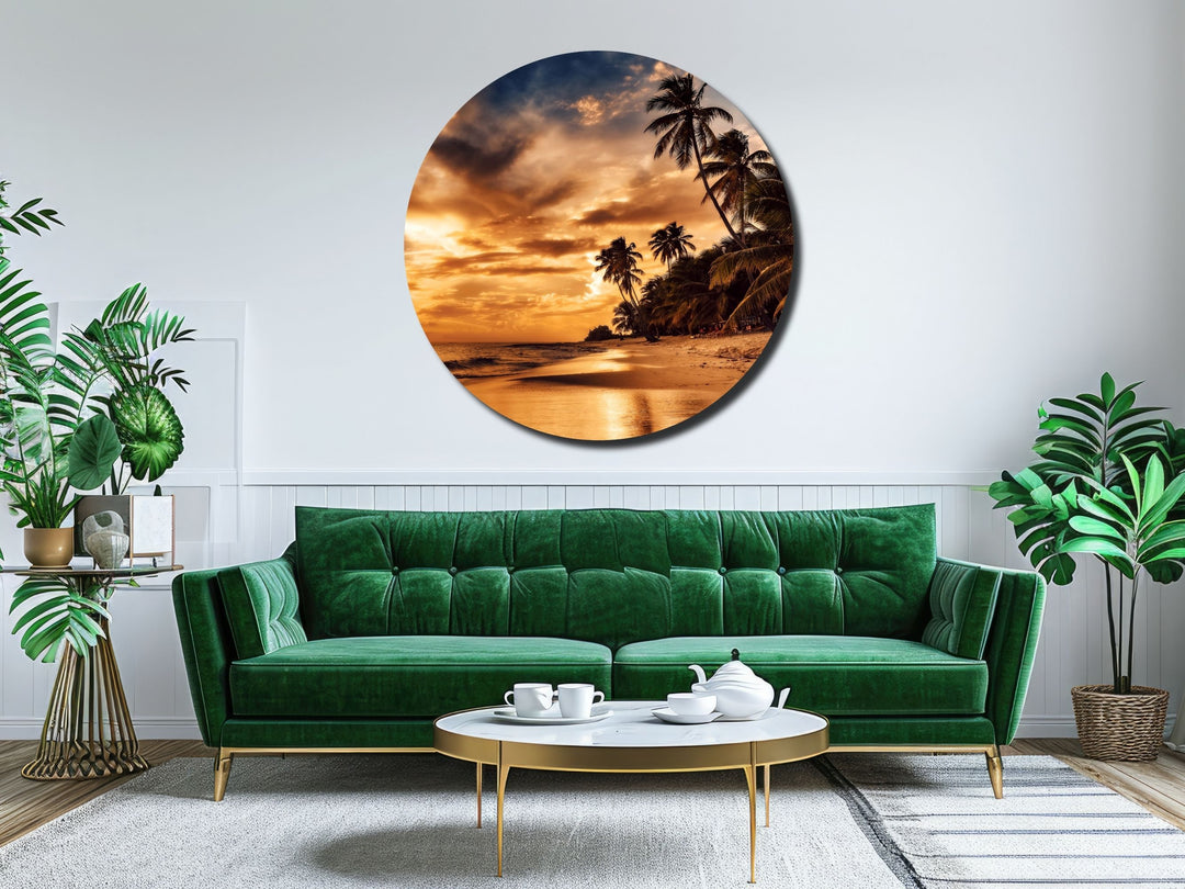 Tropical Ocean Beach&Sunset Wall Art Decor-Home&Office Glass Printing Wall Painting