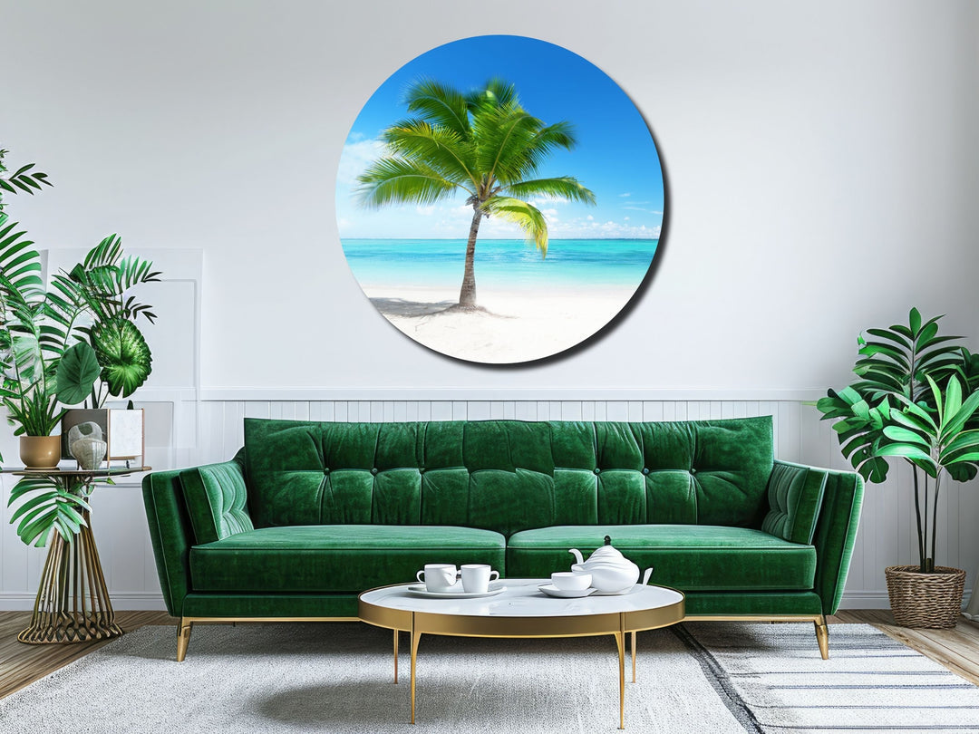 Blue Tropical Ocean Beach Wall Art Decor-Home&Office Glass Printing Wall Painting