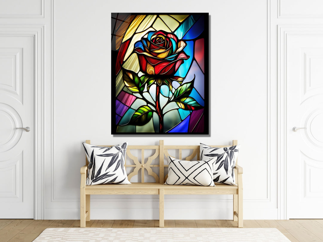 Stained Glass Rose Pattern Wall Art Window-Wall Painting Decor