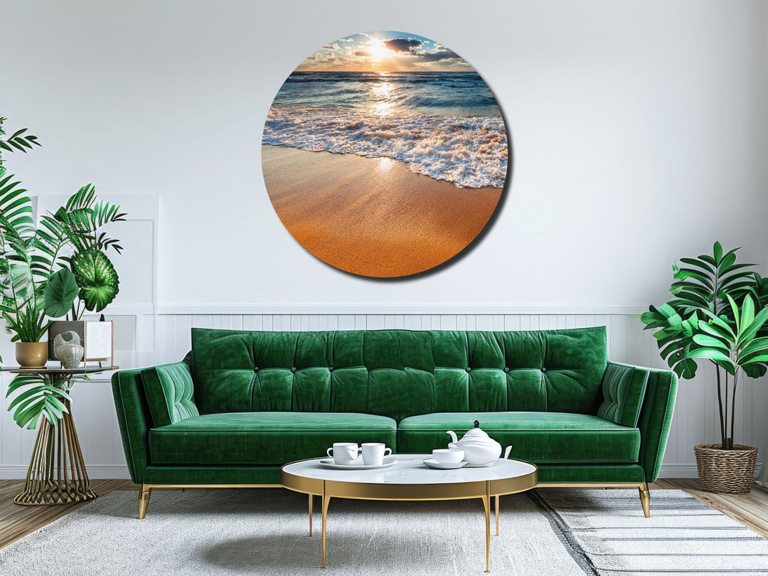 Ocean Beach&Sunset Wall Art Decor-Home&Office Glass Printing Wall Painting