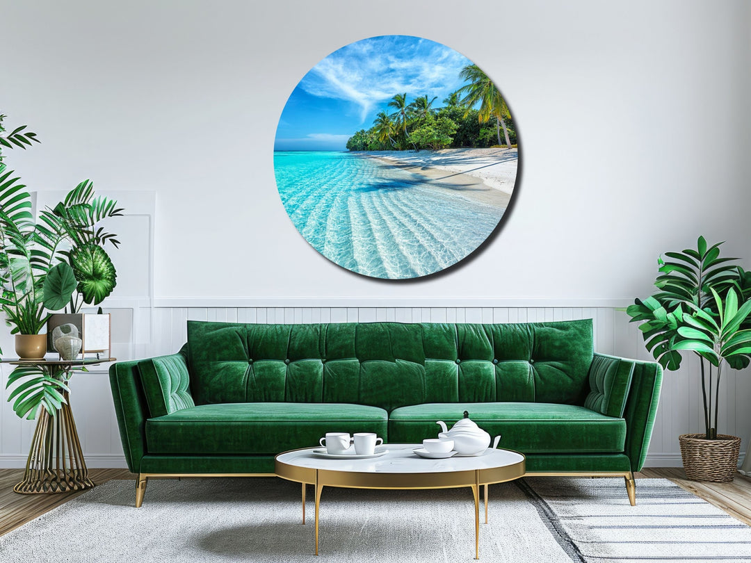 Blue Tropical Ocean Beach Wall Art Decor-Home&Office Glass Printing Wall Painting