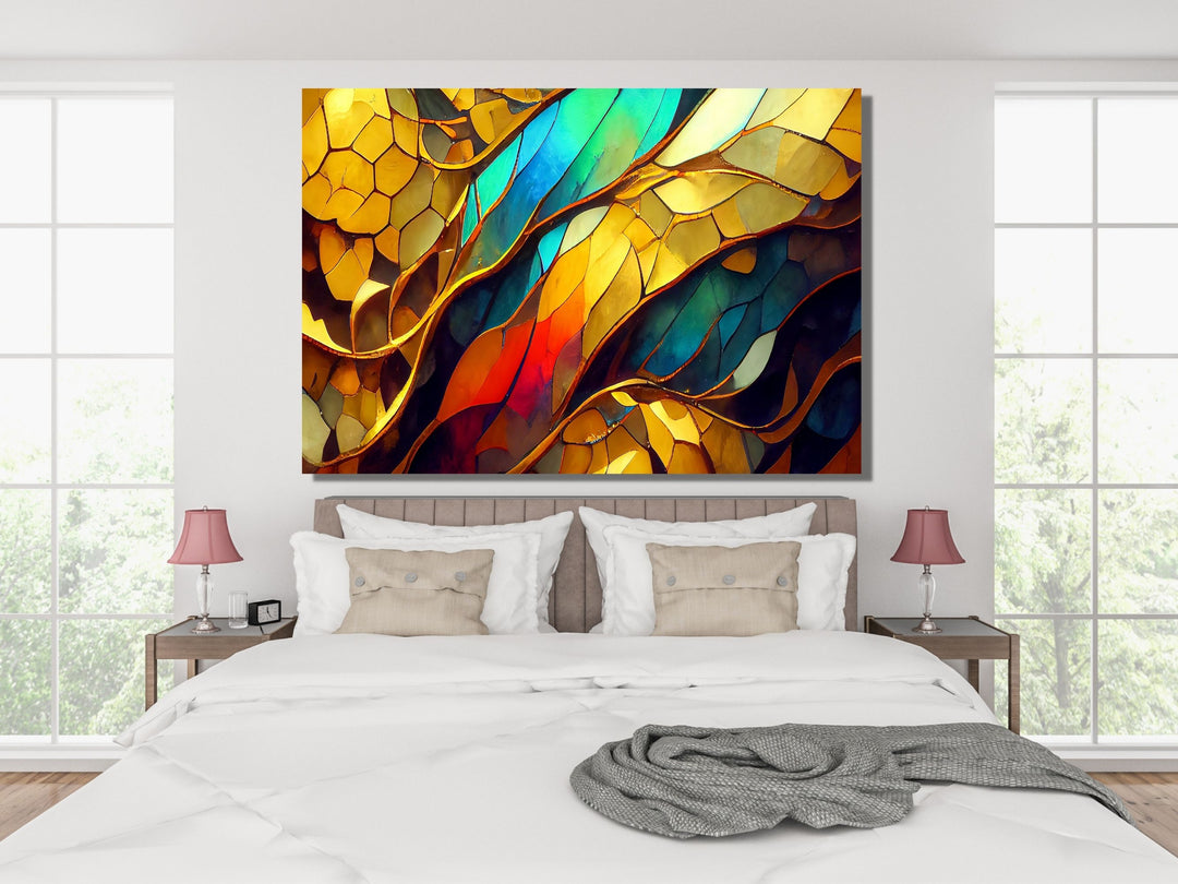 Abstract Stained Glass Pattern Wall Art-Home Office Wall Painting Decor Panel