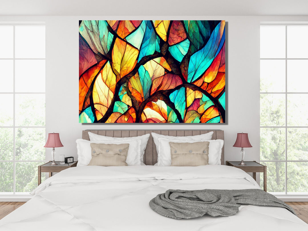 Abstract Floral Glass Printing Wall Art-Home Office Wall Painting Decor