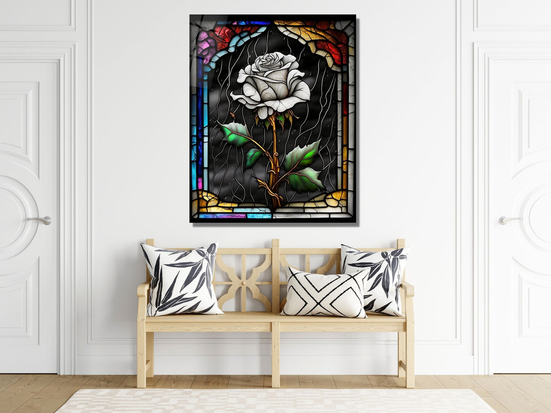 Stained Glass Rose Pattern Wall Art Window-Wall Painting Decor