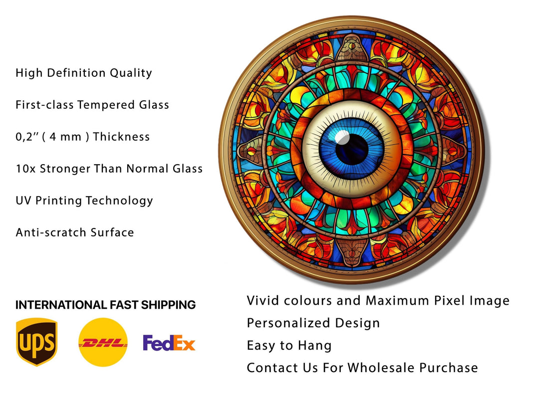 Round Evil Eye Glass Printing Wall Art-Home Office Wall Painting Decor