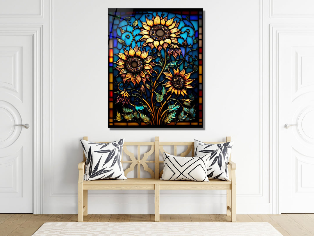 Stained Glass Sunflower Pattern Wall Art Window-Wall Painting Decor