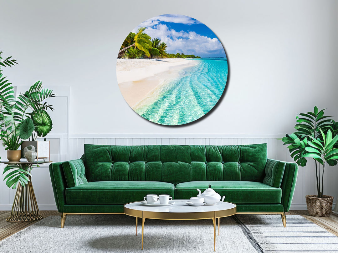 Blue Tropical Ocean Beach Wall Art Decor-Home&Office Glass Printing Wall Painting