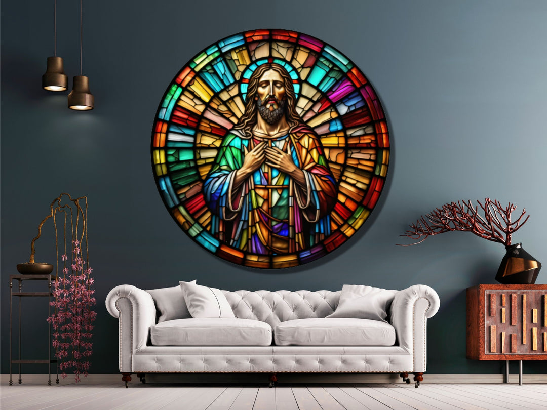 Stained Glass Jesus Christ Pattern Wall Art Window-Wall Painting Decor