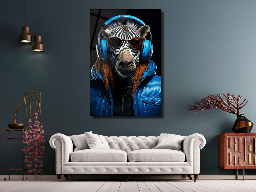 Zebra Tempered Glass Wall Art Decor-Home&Office Glass Printing Wall Painting