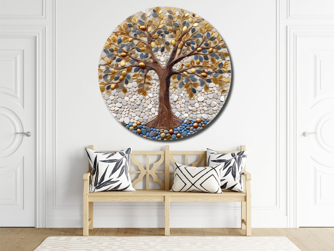 Tree of Life Stained Glass Pattern Wall Art Window-Wall Painting Decor Round