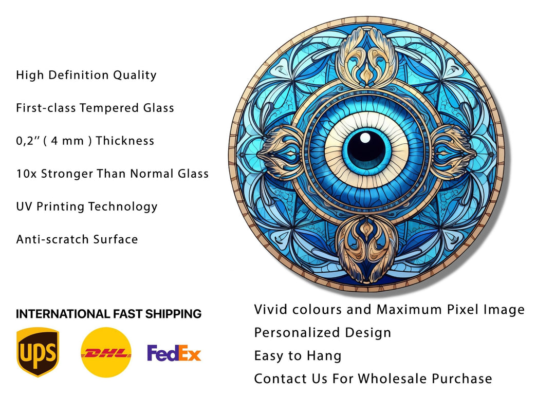 Round Evil Eye Glass Printing Wall Art-Home Office Wall Painting Decor