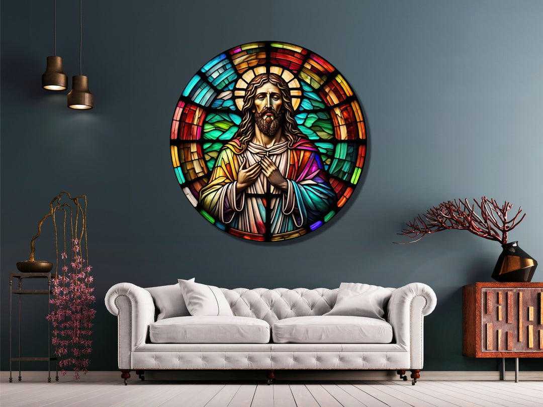 Stained Glass Jesus Christ Pattern Wall Art Window-Wall Painting Decor