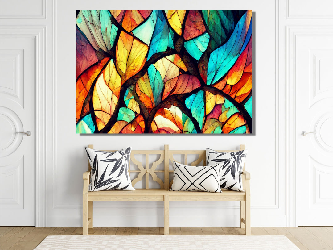 Abstract Floral Glass Printing Wall Art-Home Office Wall Painting Decor