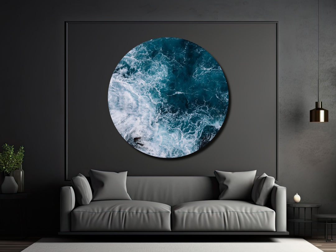 Blue Ocean Wave Wall Art Decor-Home&Office Glass Printing Wall Painting