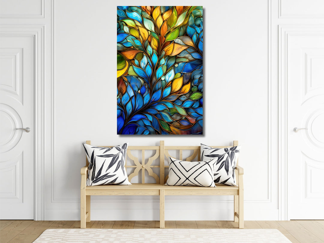 Stained Glass Floral Pattern Wall Art-Home Office Wall Painting Decor