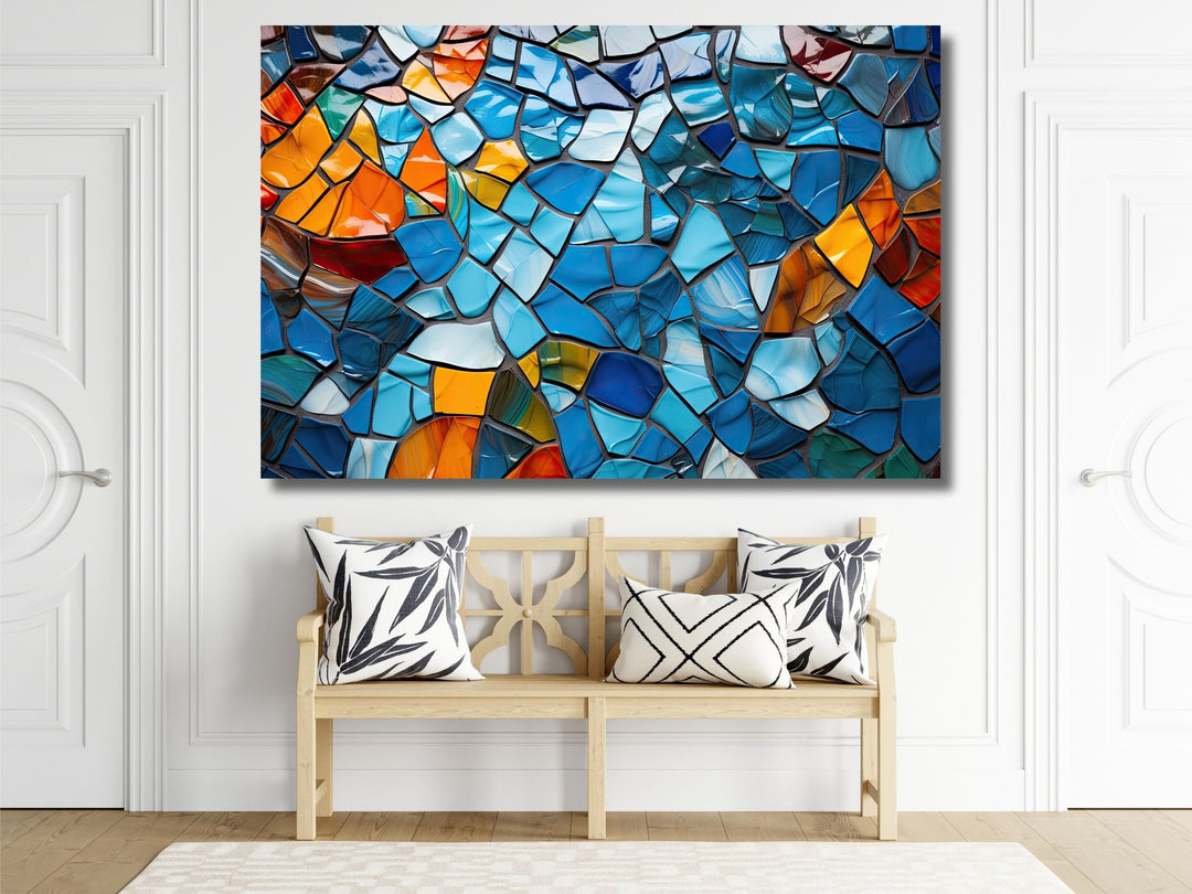 Abstract Mosaic Stained Glass Pattern Wall Art-Home Office Wall Painting Decor