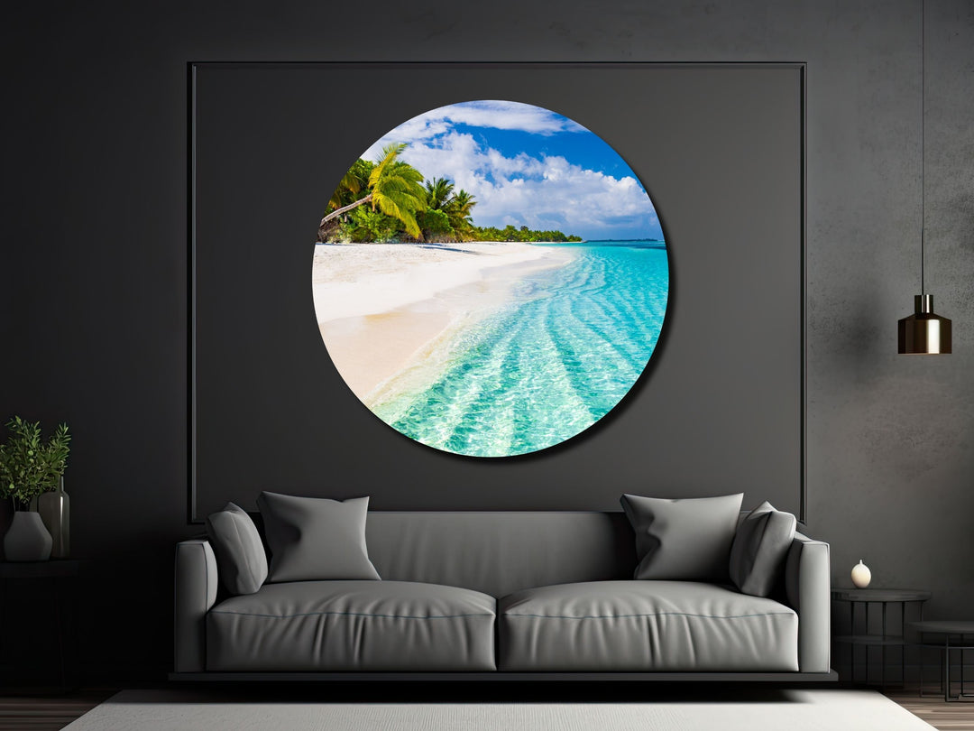 Blue Tropical Ocean Beach Wall Art Decor-Home&Office Glass Printing Wall Painting