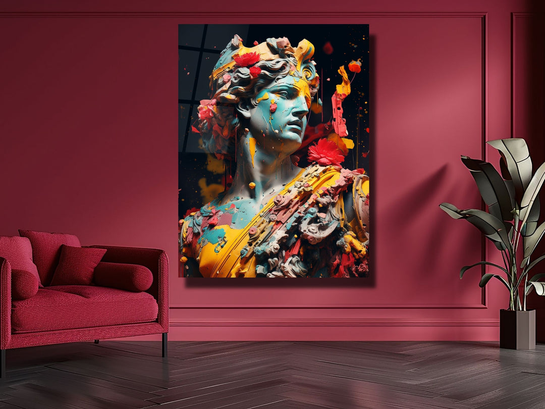 Colorful Sculpture Tempered Glass Wall Art Decor-Home&Office Glass Printing Wall Painting