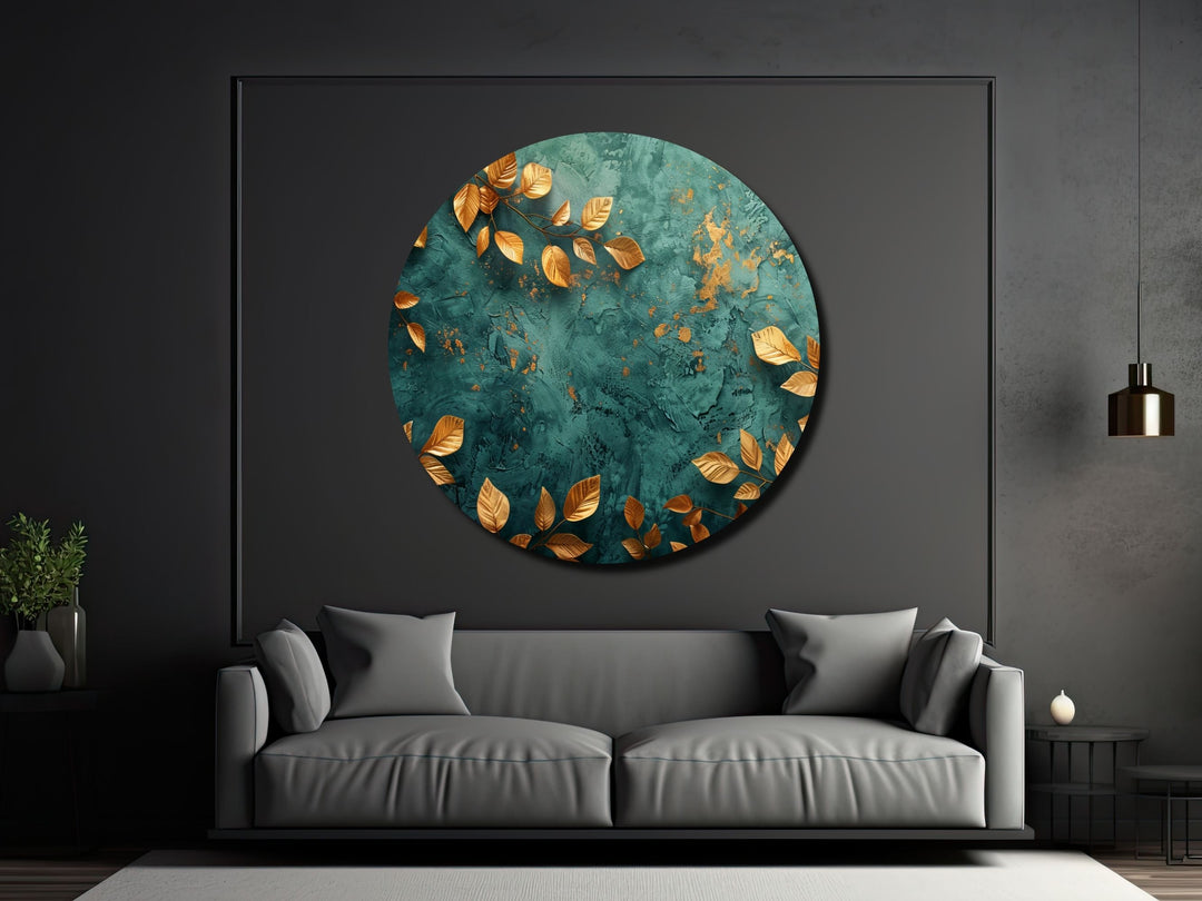 Abstract Gold Green Wall Art Decor-Home&Office Glass Printing Wall Painting