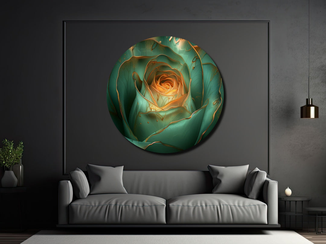 Abstract Gold Green Floral Wall Art Decor-Home&Office Glass Printing Wall Painting