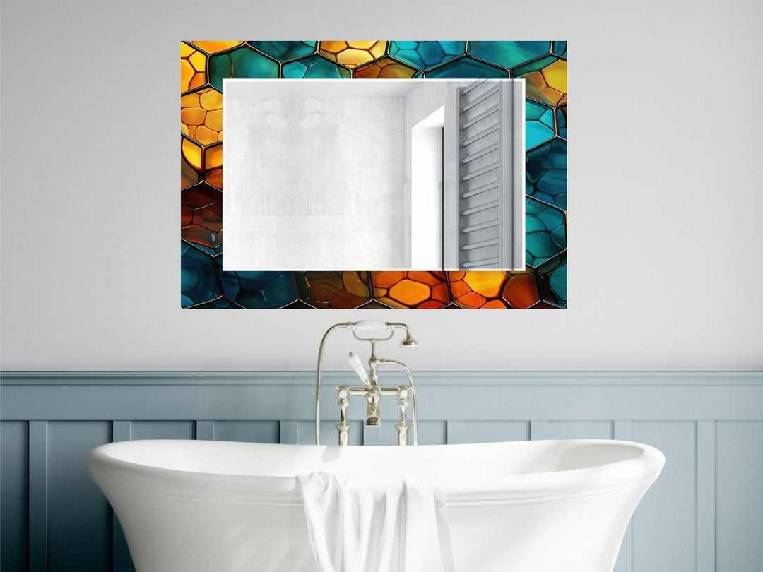 Abstract Stained Glass Pattern Wall Mirror-Home Office Wall Decoration