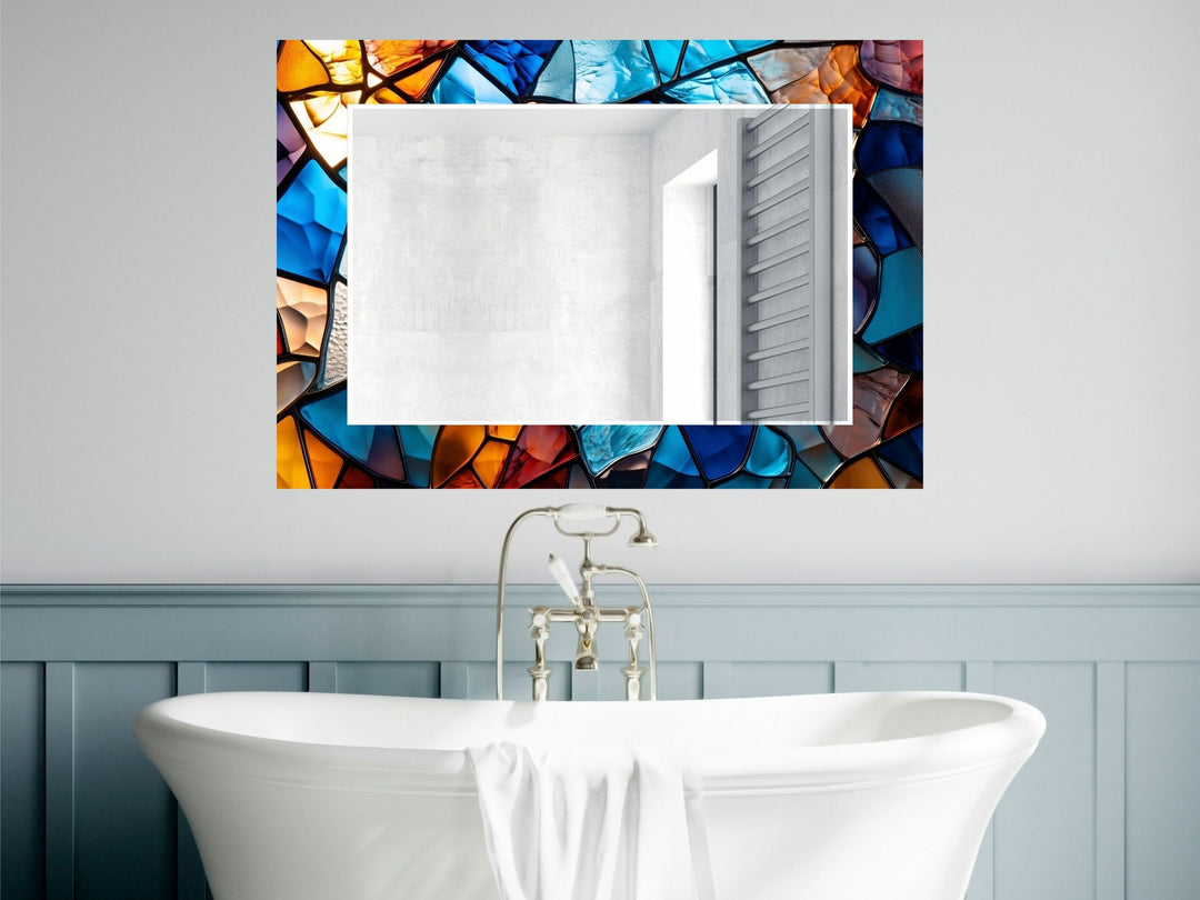 Abstract Stained Glass Pattern Wall Mirror-Home Office Wall Decoration