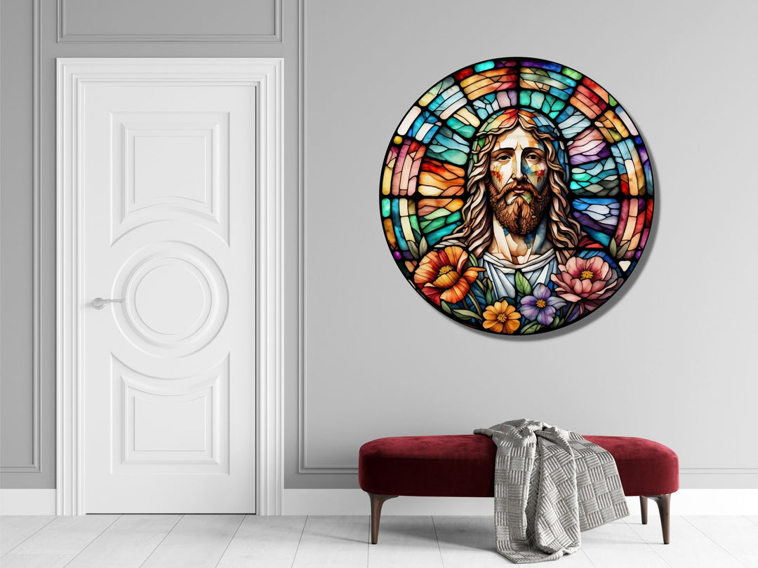 Stained Glass Jesus Christ Pattern Wall Art Window-Wall Painting Decor