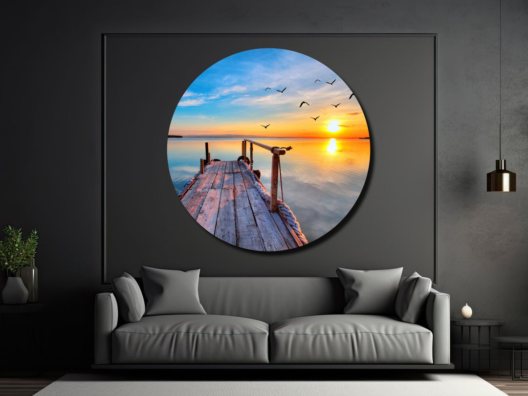 Ocean Beach&Sunset Wall Art Decor-Home&Office Glass Printing Wall Painting