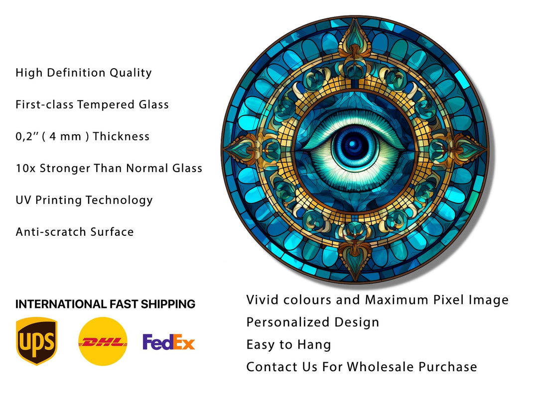 Round Evil Eye Glass Printing Wall Art-Home Office Wall Painting Decor