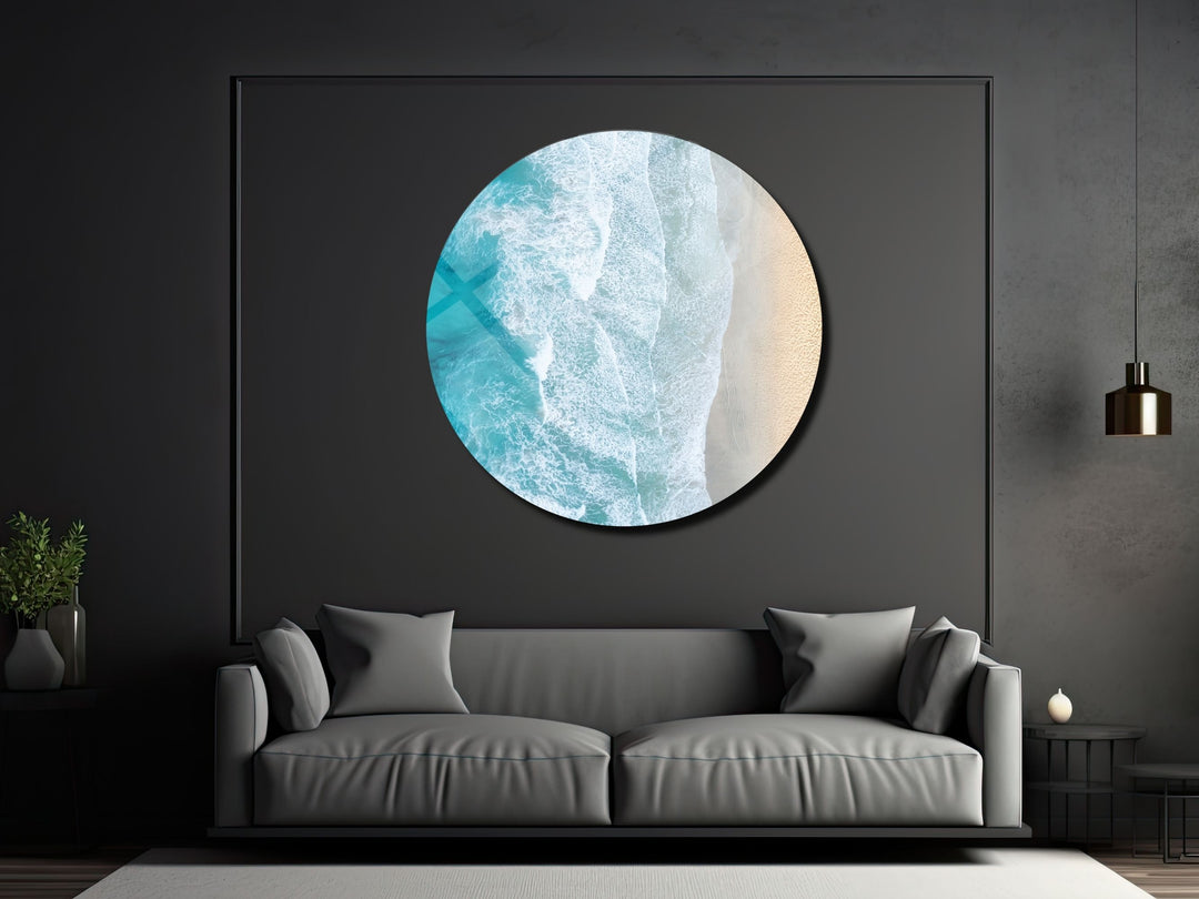 Blue Ocean&Sea Wave Wall Art Decor-Home&Office Glass Printing Wall Painting