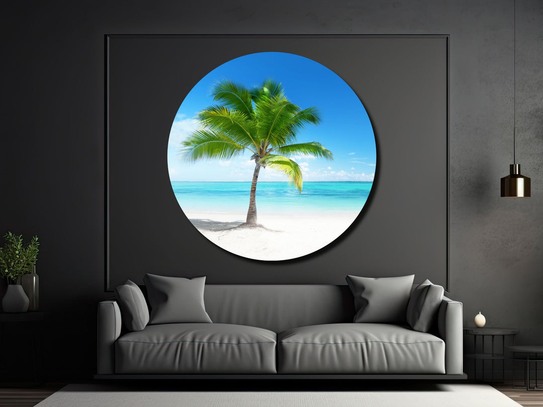 Blue Tropical Ocean Beach Wall Art Decor-Home&Office Glass Printing Wall Painting