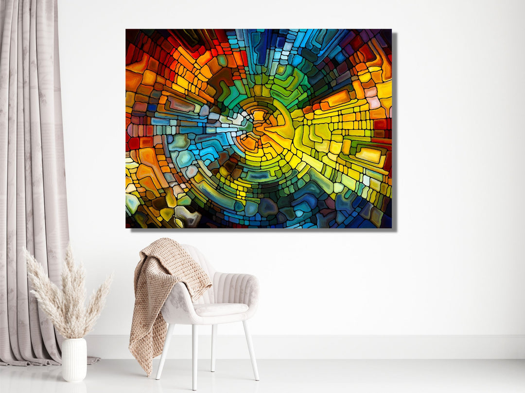 Abstract Stained Glass Pattern Wall Art-Home Office Wall Painting Decor Panel