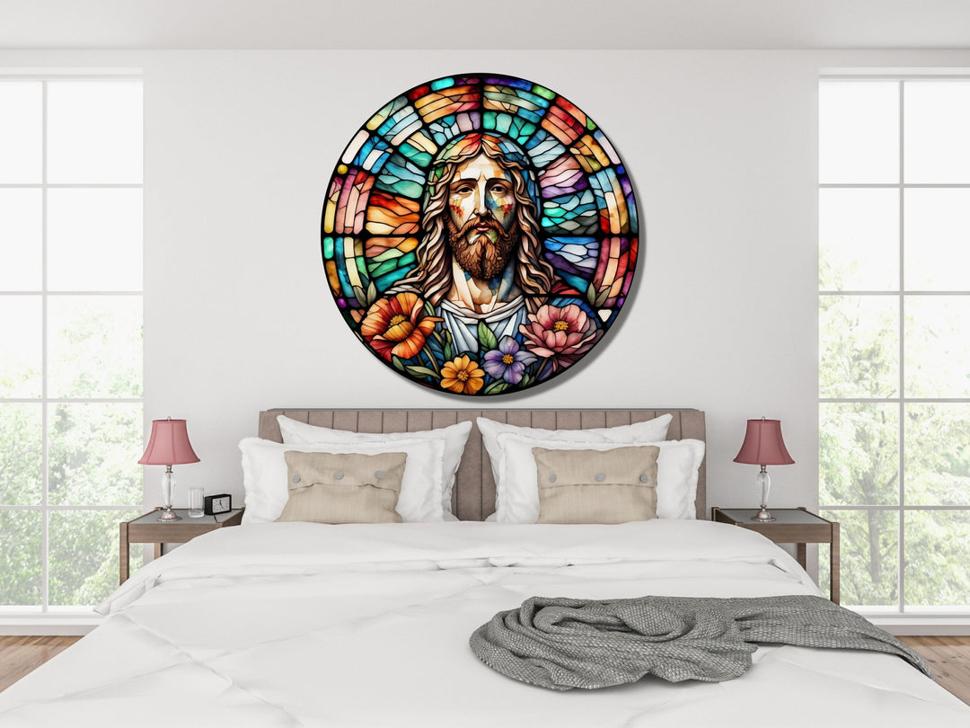 Stained Glass Jesus Christ Pattern Wall Art Window-Wall Painting Decor