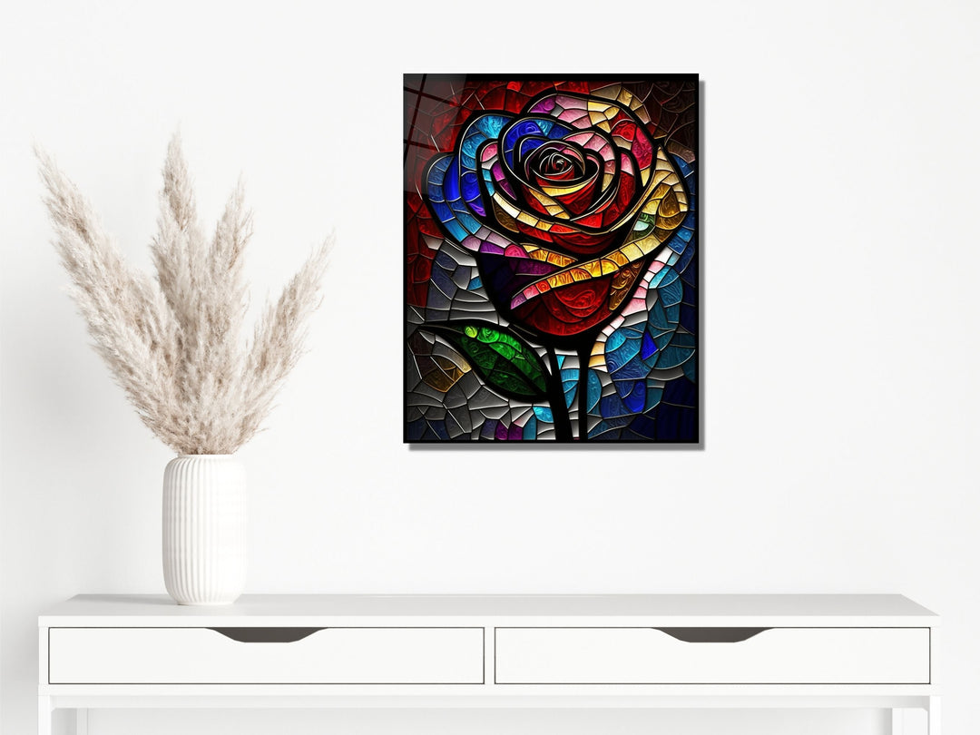 Stained Glass Rose Pattern Wall Art Window-Wall Painting Decor