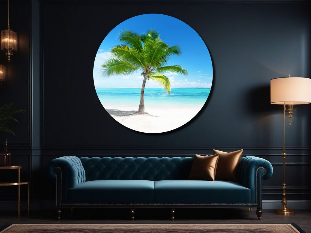 Blue Tropical Ocean Beach Wall Art Decor-Home&Office Glass Printing Wall Painting