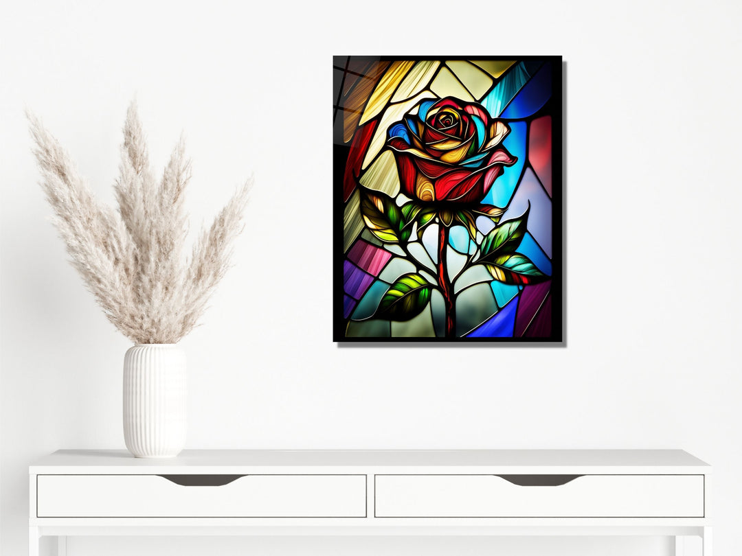 Stained Glass Rose Pattern Wall Art Window-Wall Painting Decor