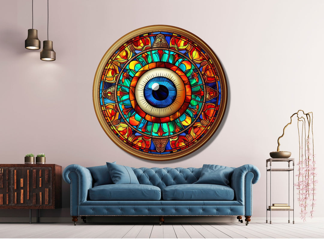 Round Evil Eye Glass Printing Wall Art-Home Office Wall Painting Decor